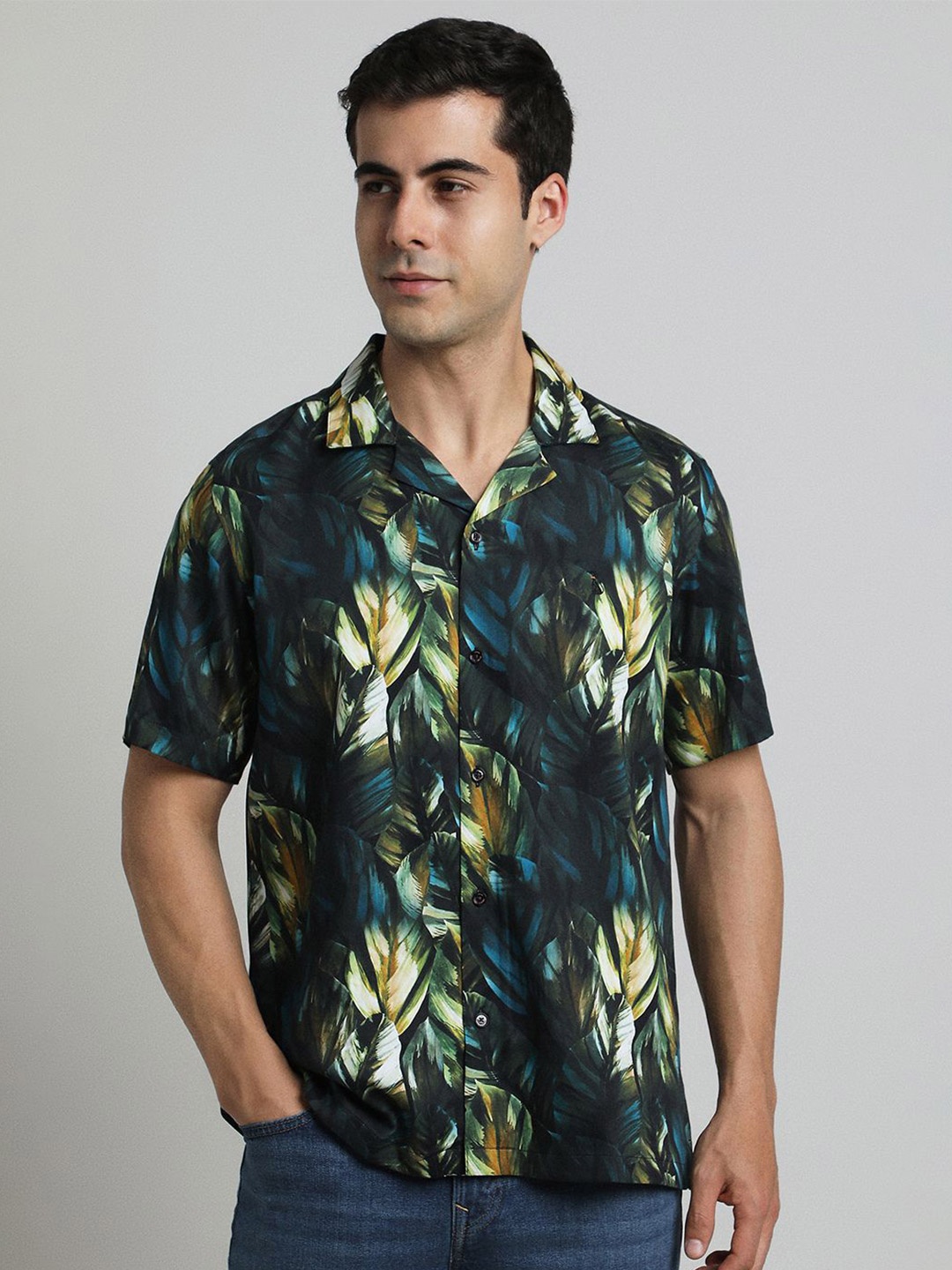 

SIMON CARTER LONDON Men Floral Opaque Printed Casual Shirt, Black