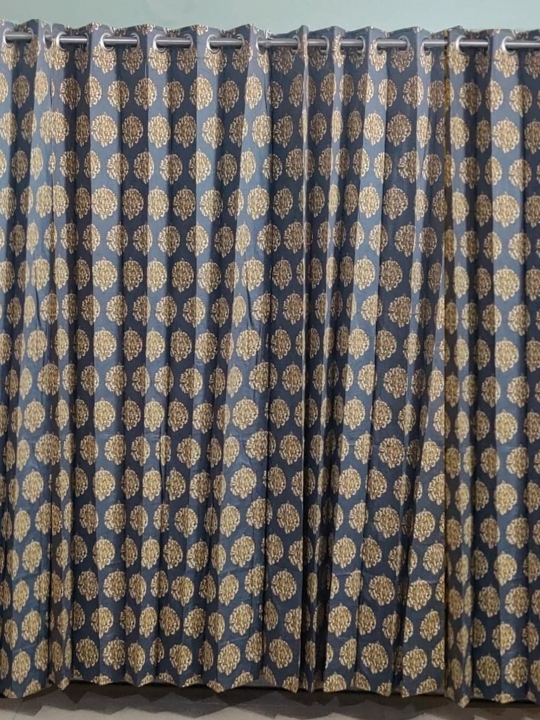 

Trance Home Linen Mustard & Grey 4 Pieces Floral Printed Cotton Door Curtains