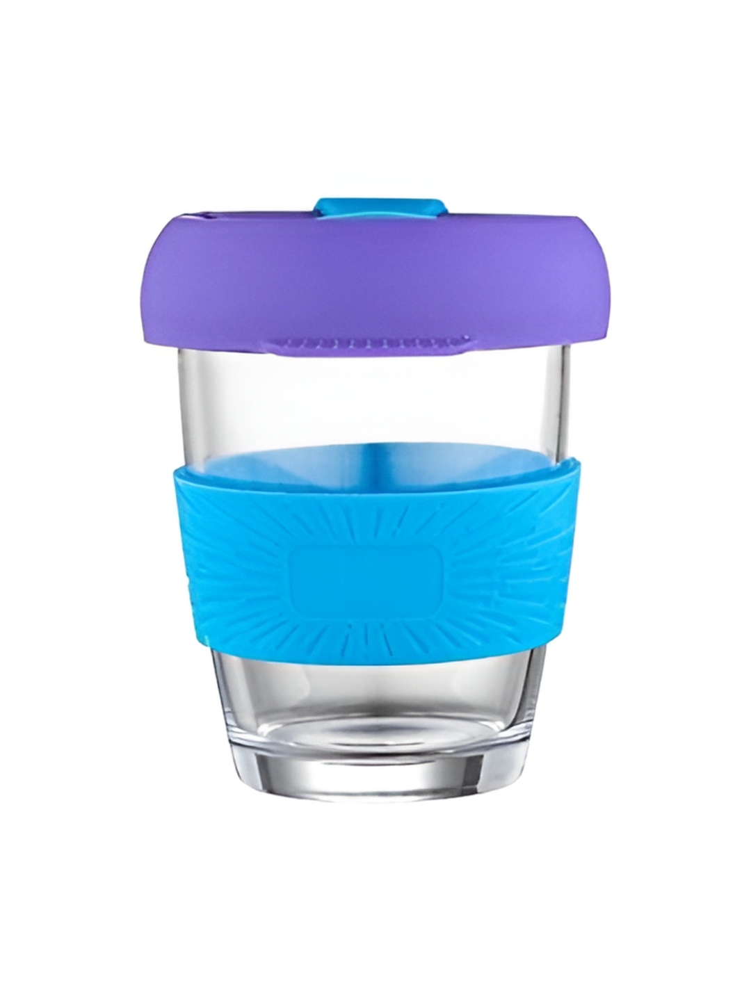 

Baskety Blue & Transparent Glossy Glass Coffee Mug with Lid 350ml