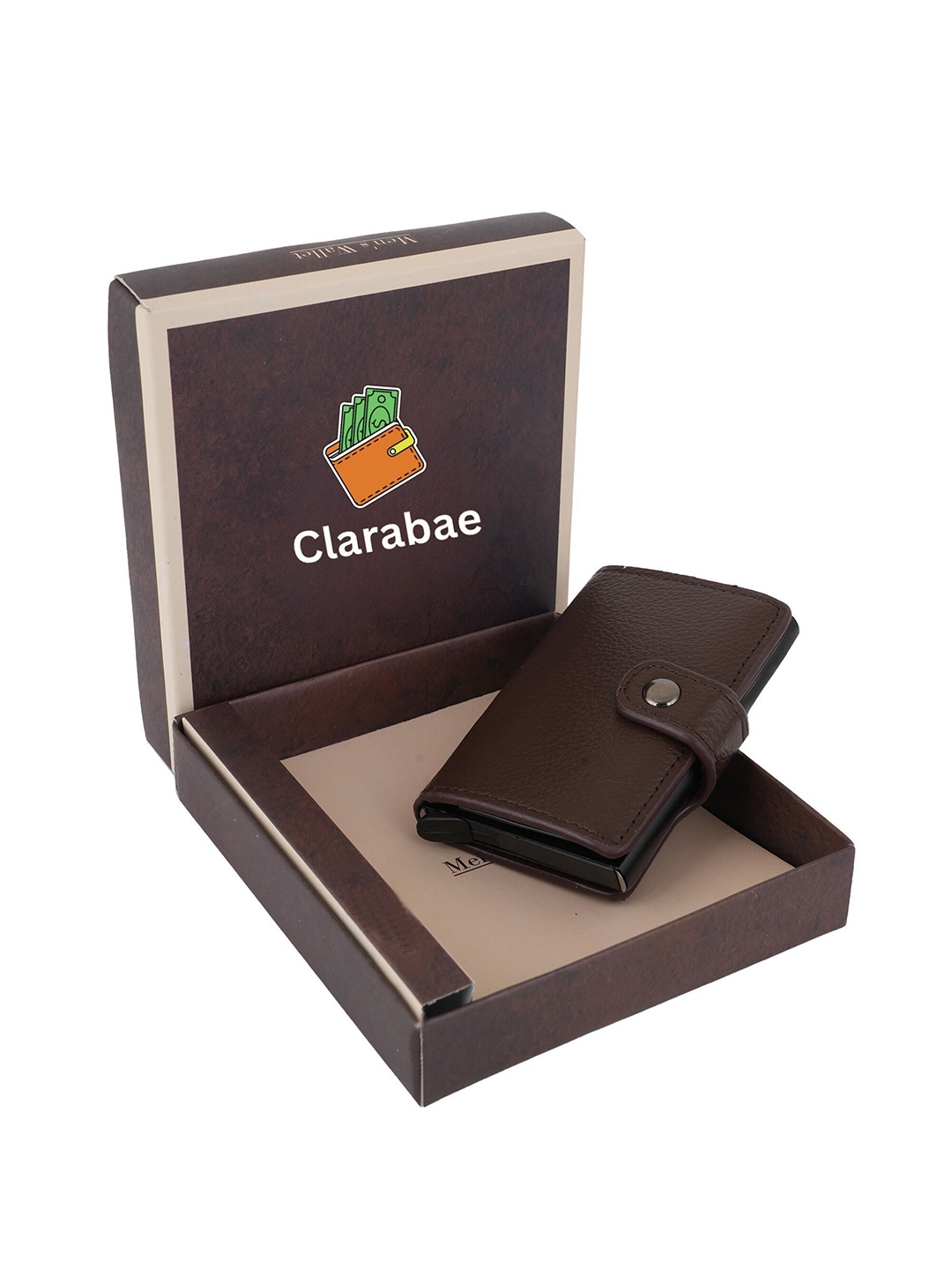 

CLARABAE Men PU Two Fold Wallet, Brown