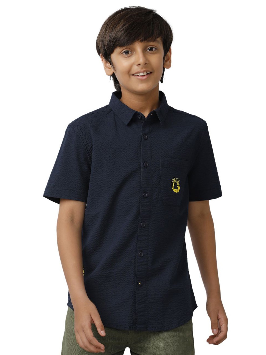 

UNDER FOURTEEN ONLY Boys Opaque Casual Shirt, Navy blue