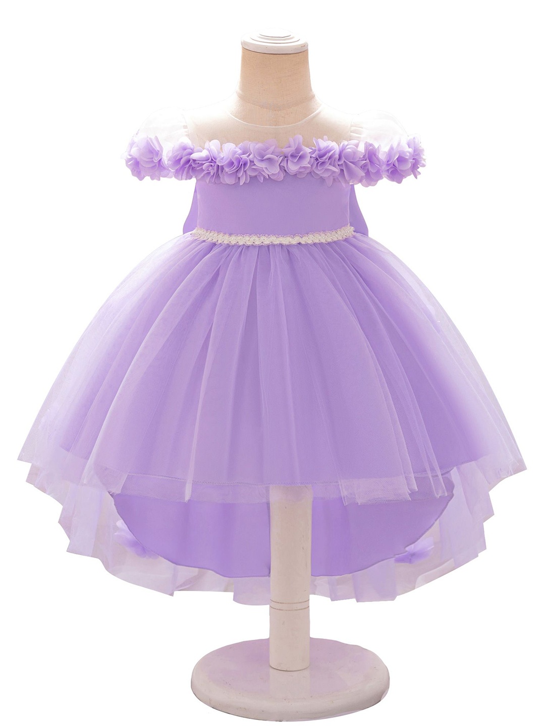 

StyleCast x Revolte Girl Puff Sleeve Ruffled Fit and Flare Maxi Dress, Purple