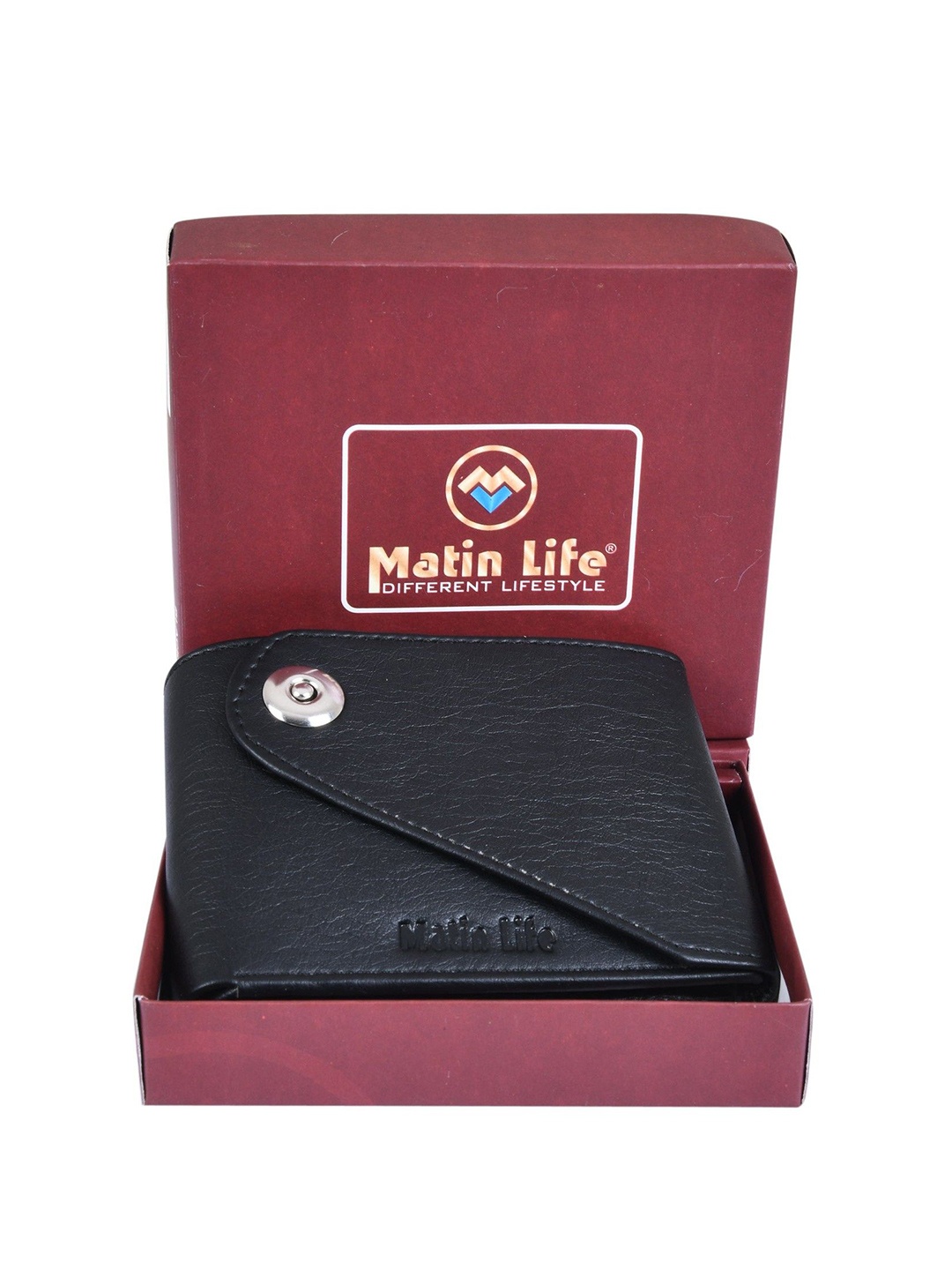 

MATIN LIFE Men PU Three Fold Wallet, Black