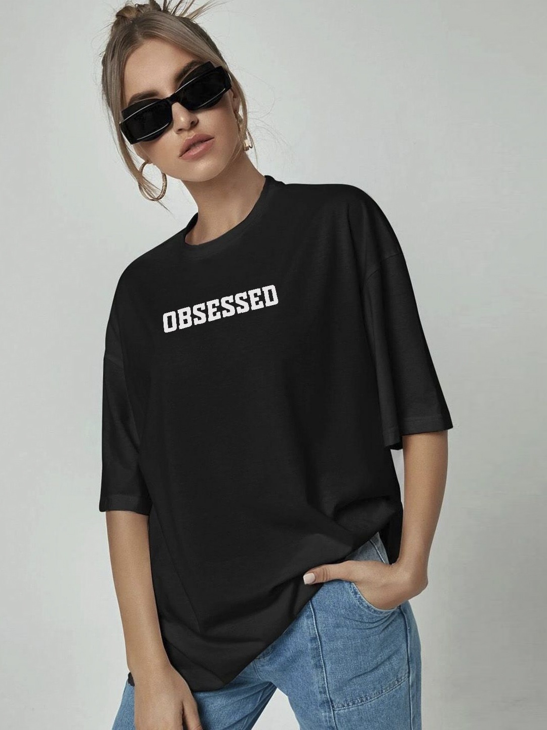 

SZN Women Printed Extended Sleeves T-shirt, Black