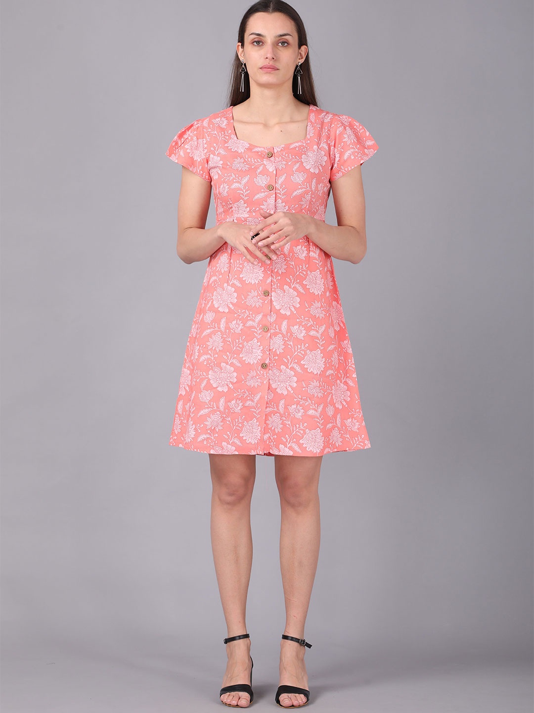 

Handish Floral Print Fit & Flare Dress, Rose