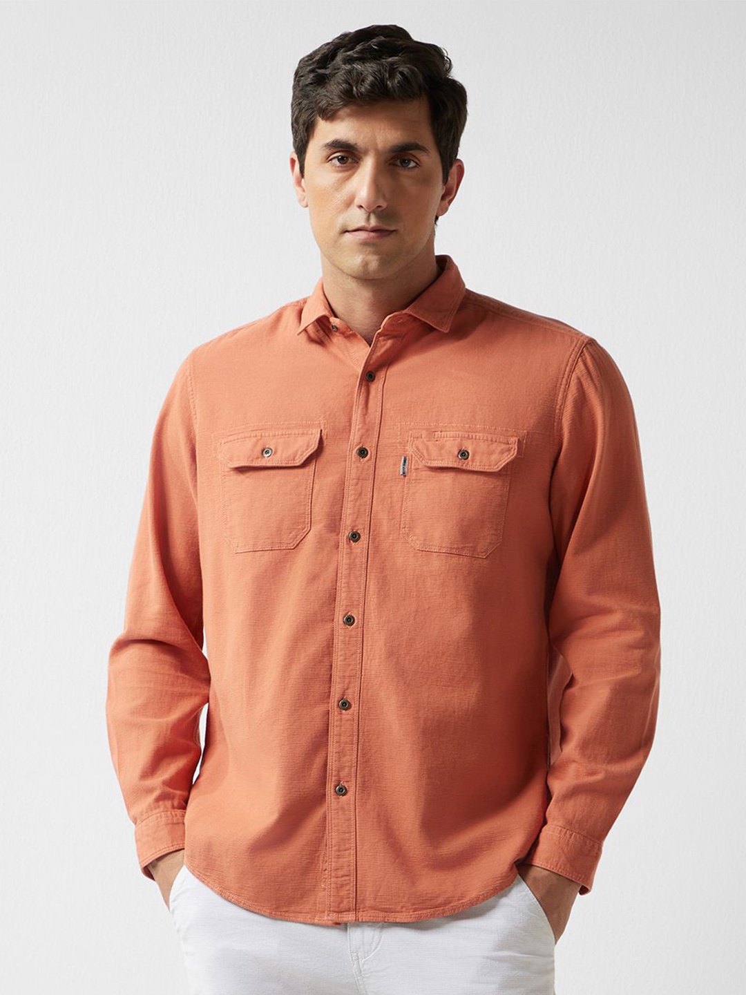 

Louis Philippe Jeans Men Slim Fit Opaque Casual Shirt, Orange
