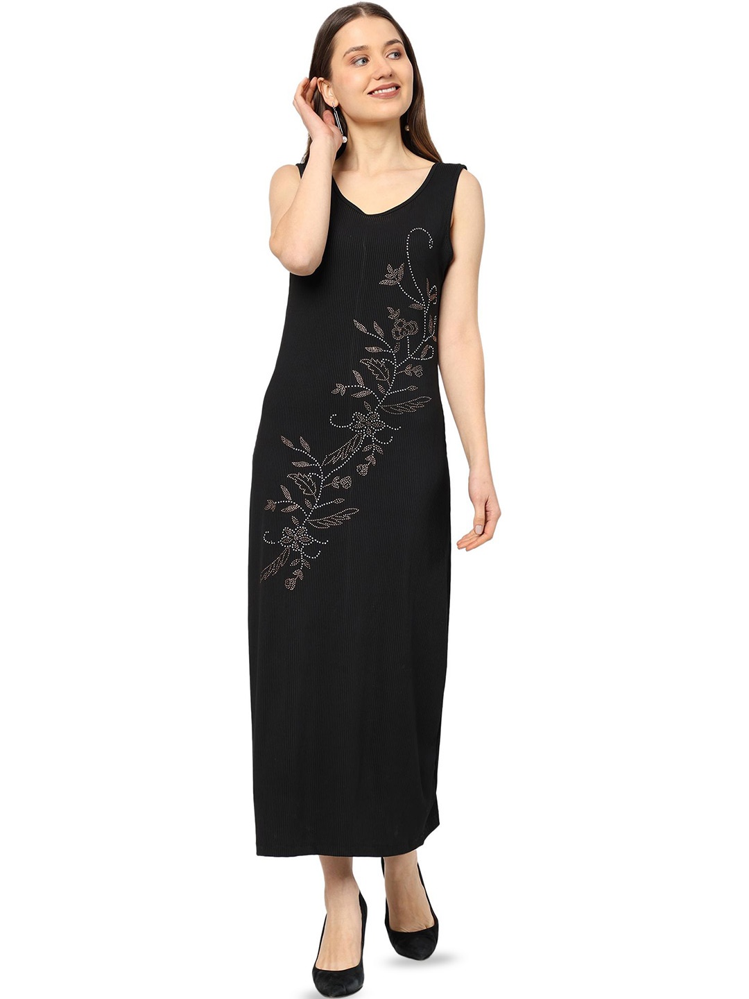 

ROARERS Print A-Line Dress, Black