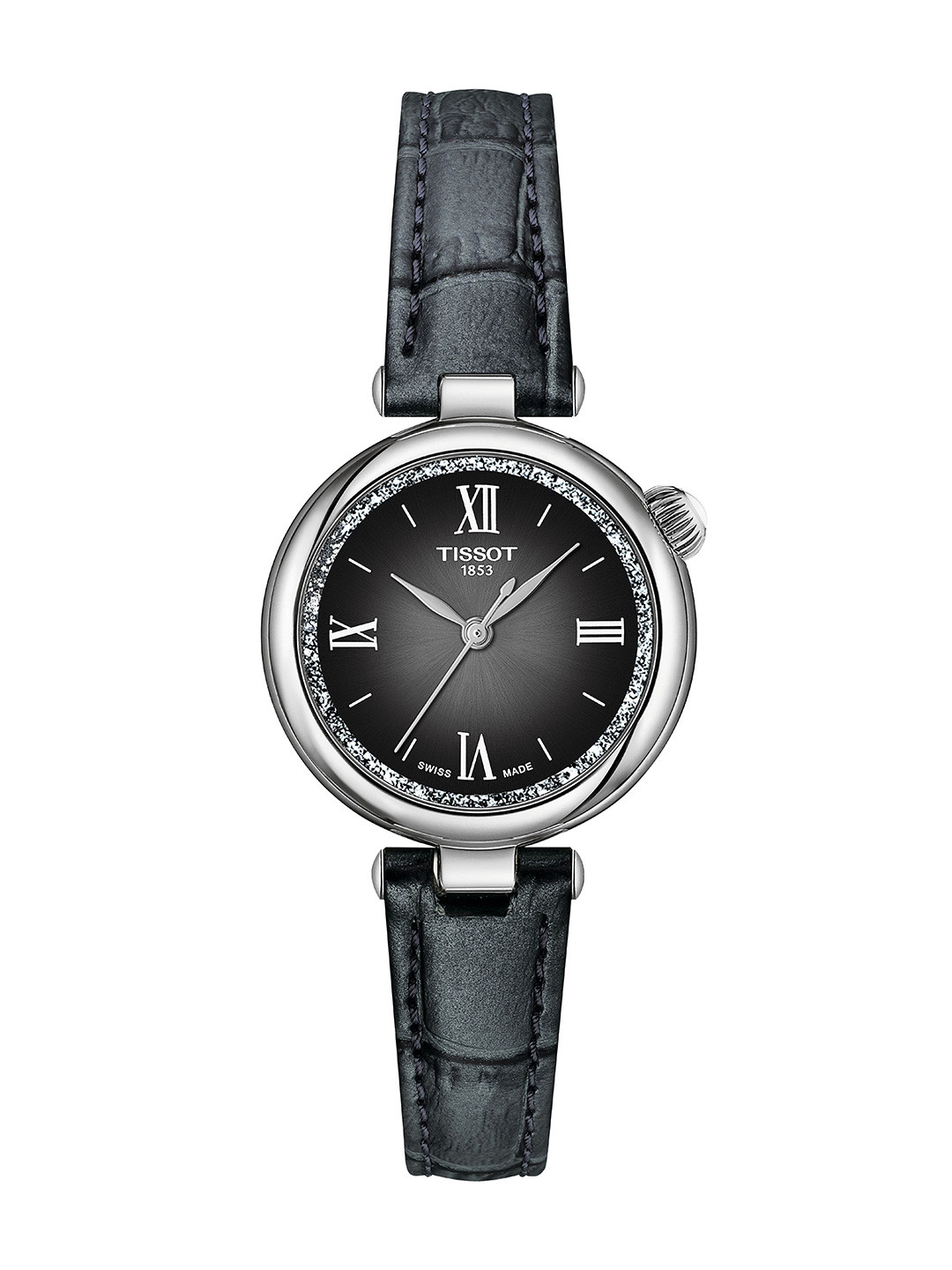 

TISSOT Women Embellished Dial & Leather Straps Analogue Watch T1520101603800, Black