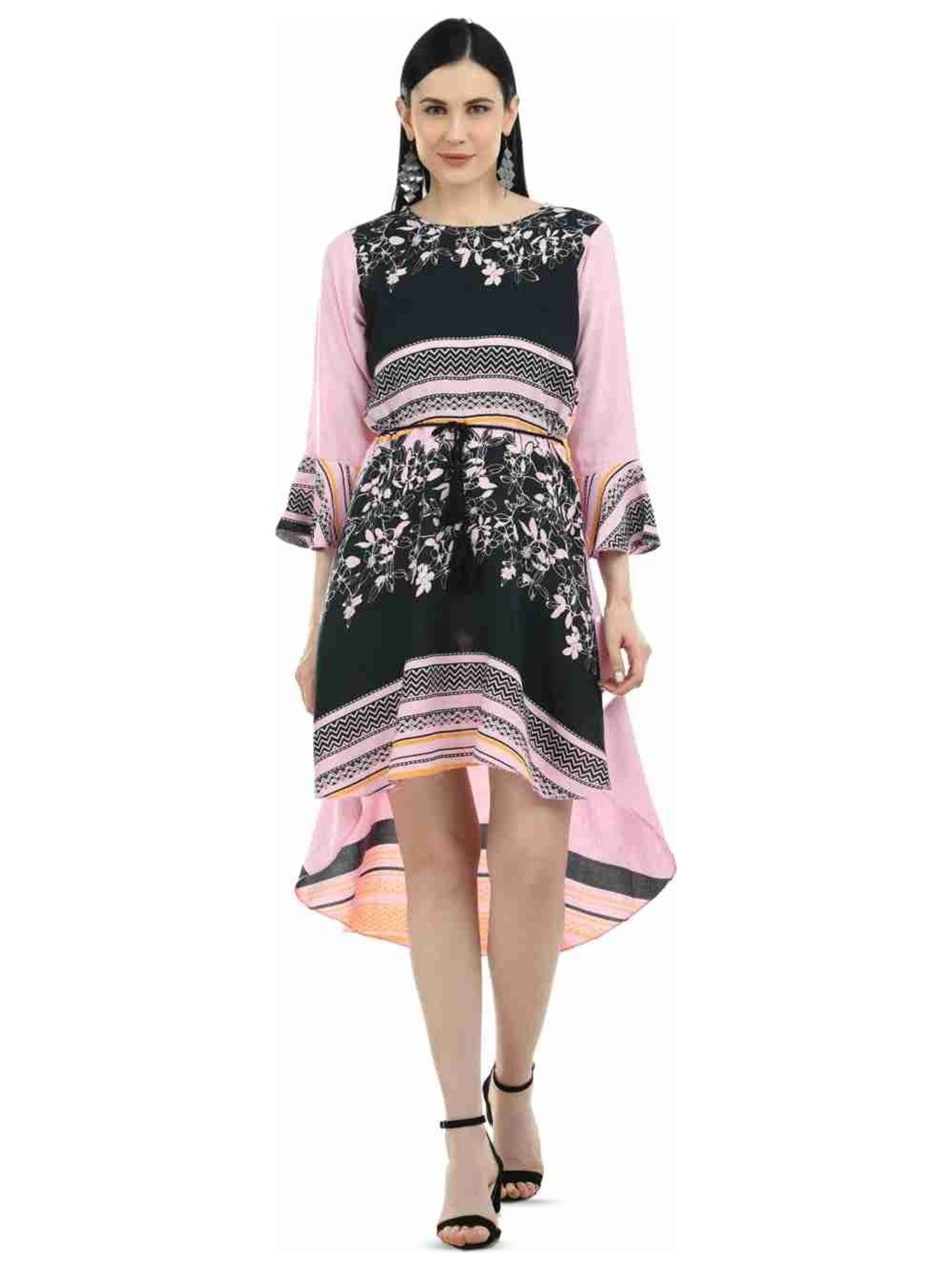 

YLCOMPANY Floral Print Flared Sleeve A-Line Dress, Multi