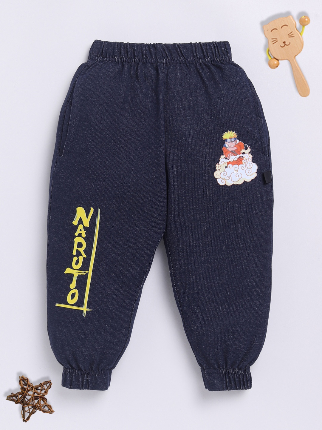 

YK X Minute Mirth Boys Pure Cotton Naruto Printed Relaxed Fit Joggers, Navy blue