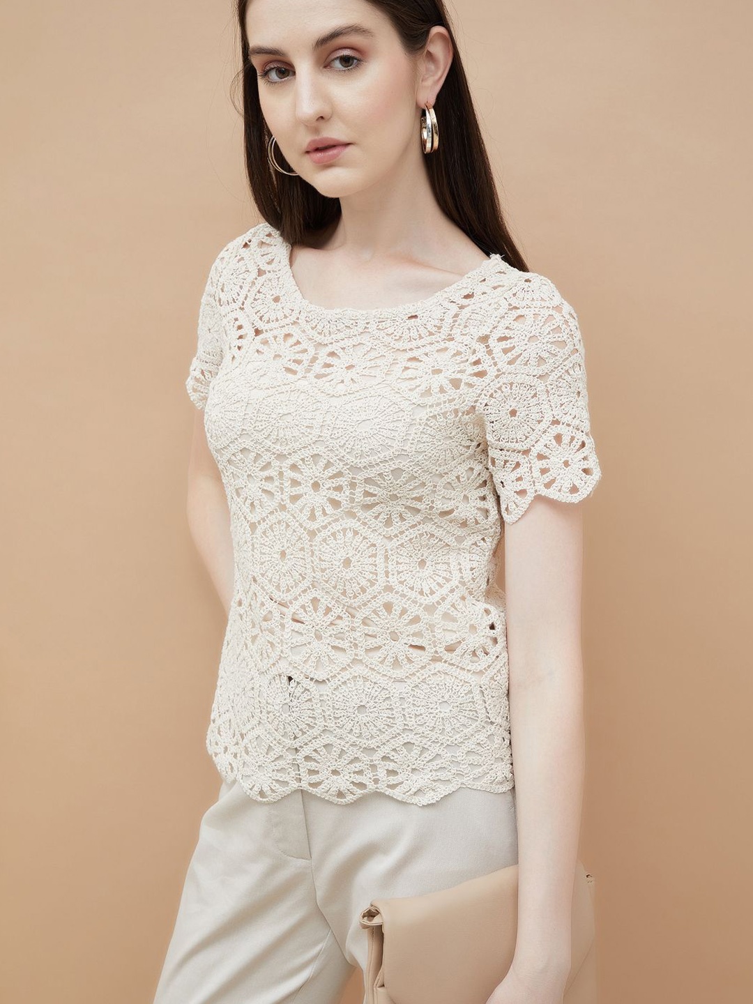 

CODE by Lifestyle Embroidered Cotton Top, Beige
