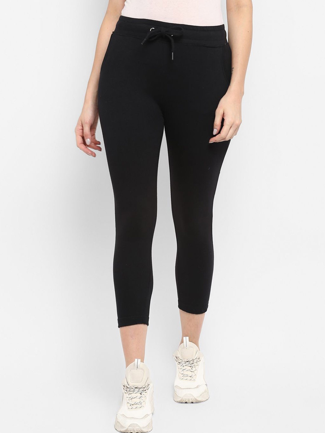 

Metronaut Women Slim-Fit Mid Rise Joggers, Black