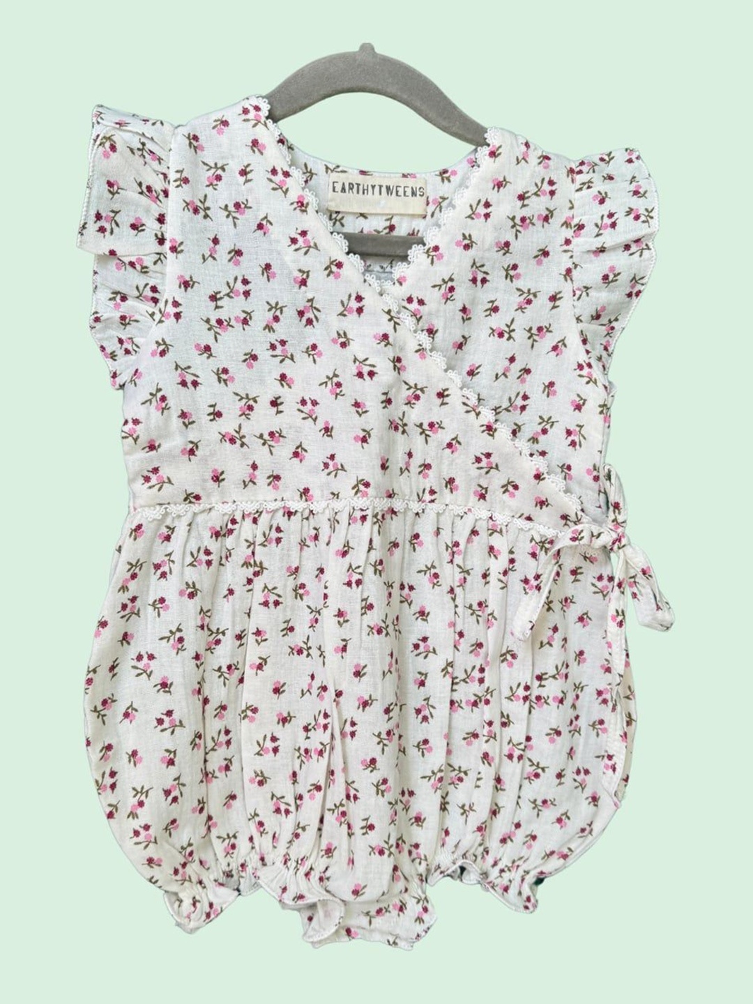

BAESD Infant Girls Printed Cotton Romper, White