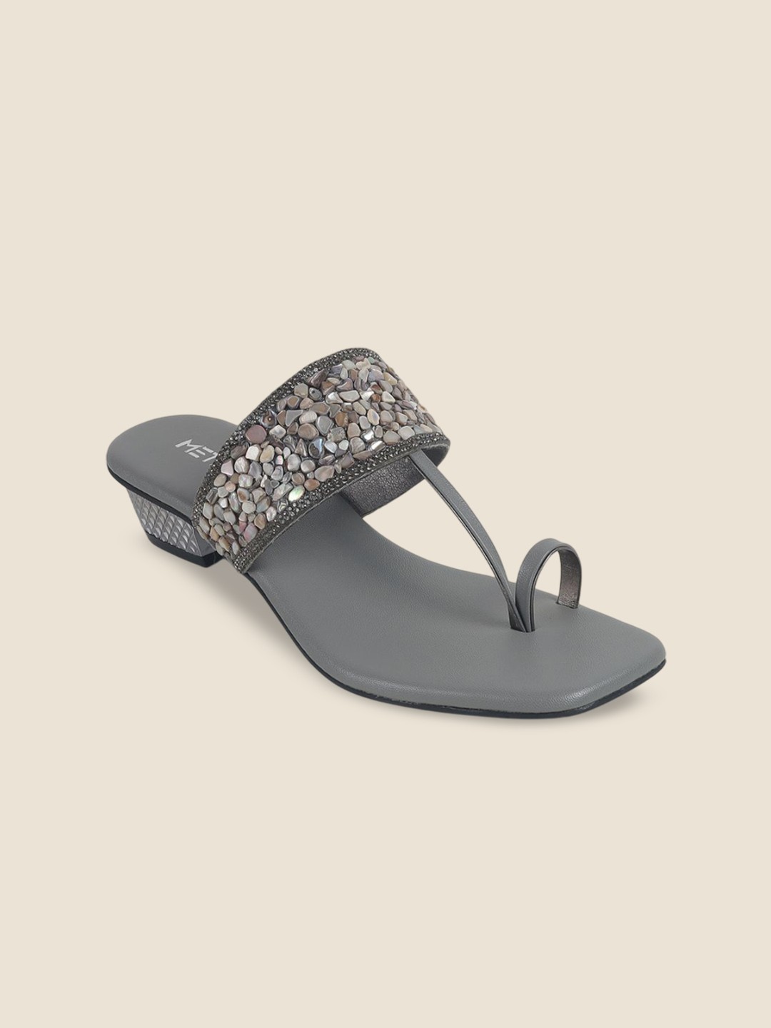 

Metro Textured Block Sandals, Grey