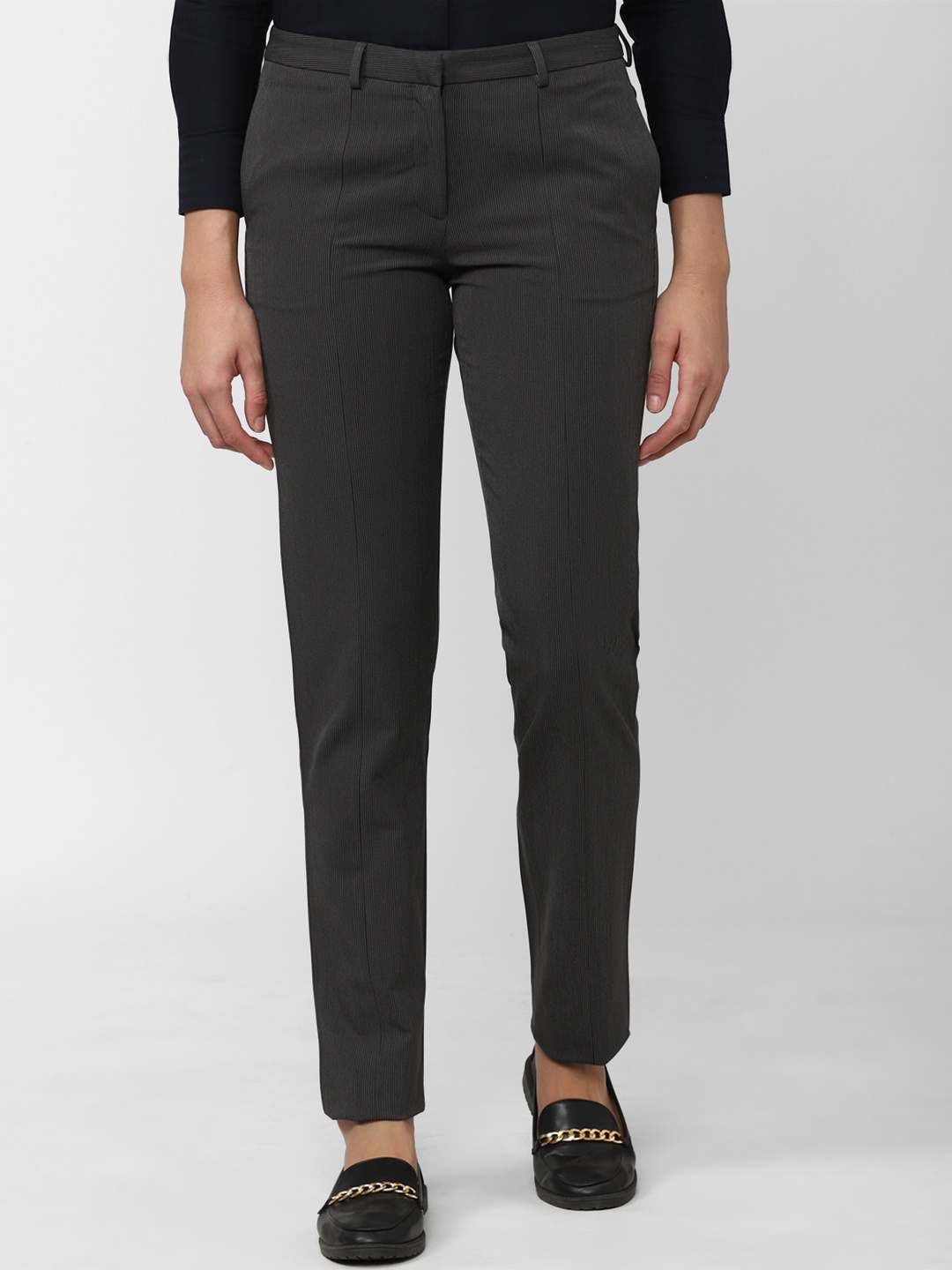 

Van Heusen Woman Women Striped Trousers, Grey