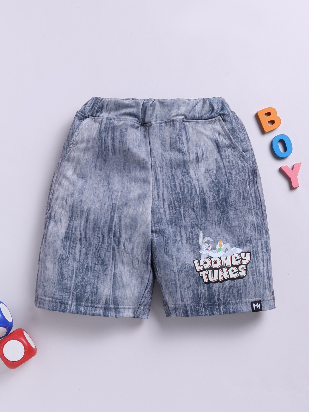 

YK X Minute Mirth Boys Looney Tunes Printed Shorts, Grey