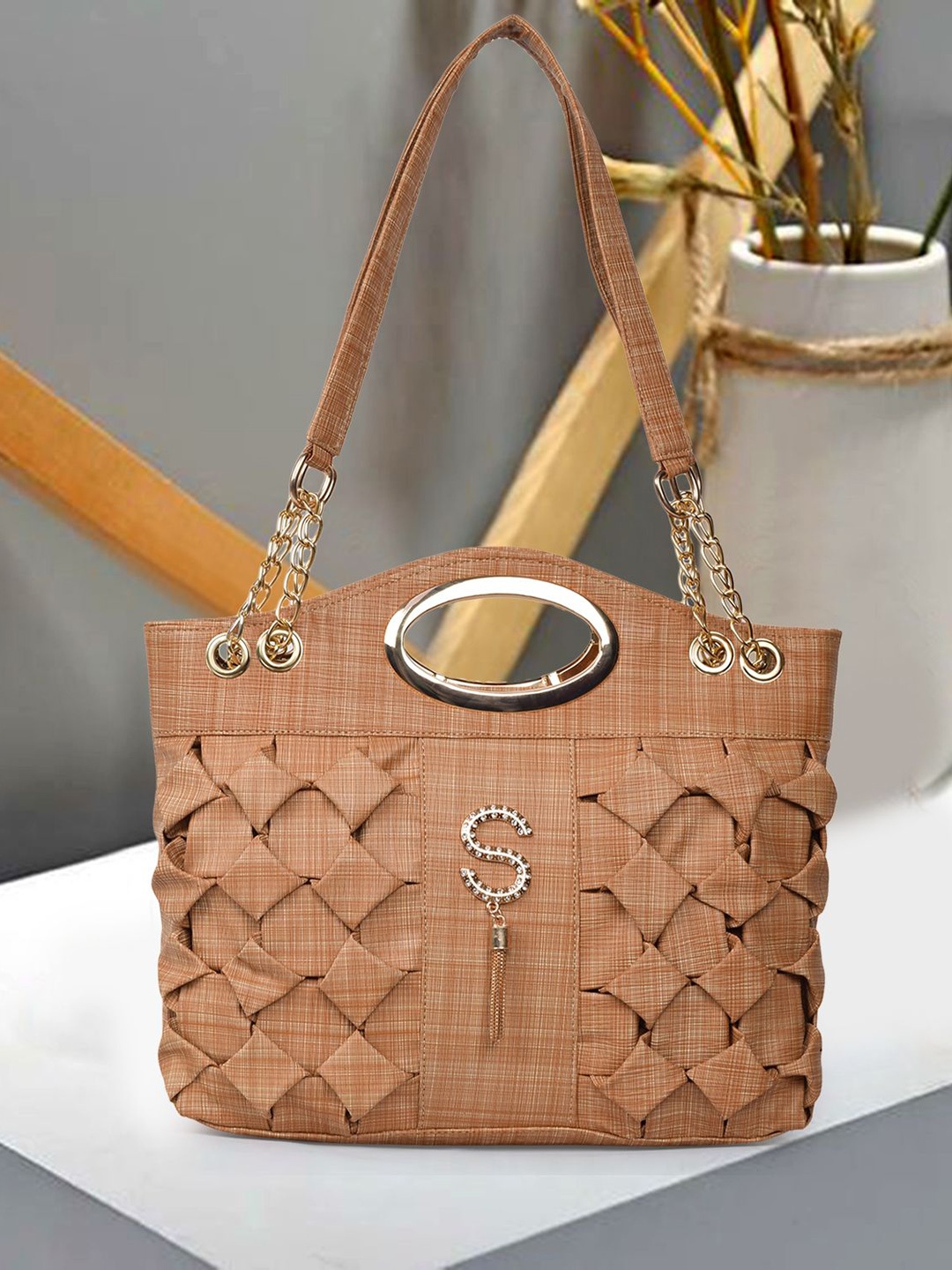 

ROMOFY Satchel with Quilted, Tan
