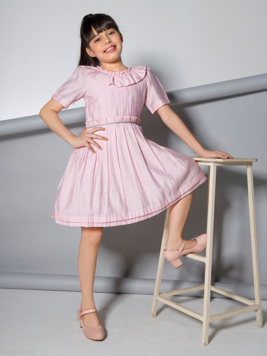 

Peppermint Striped Linen A-Line Dress, Pink