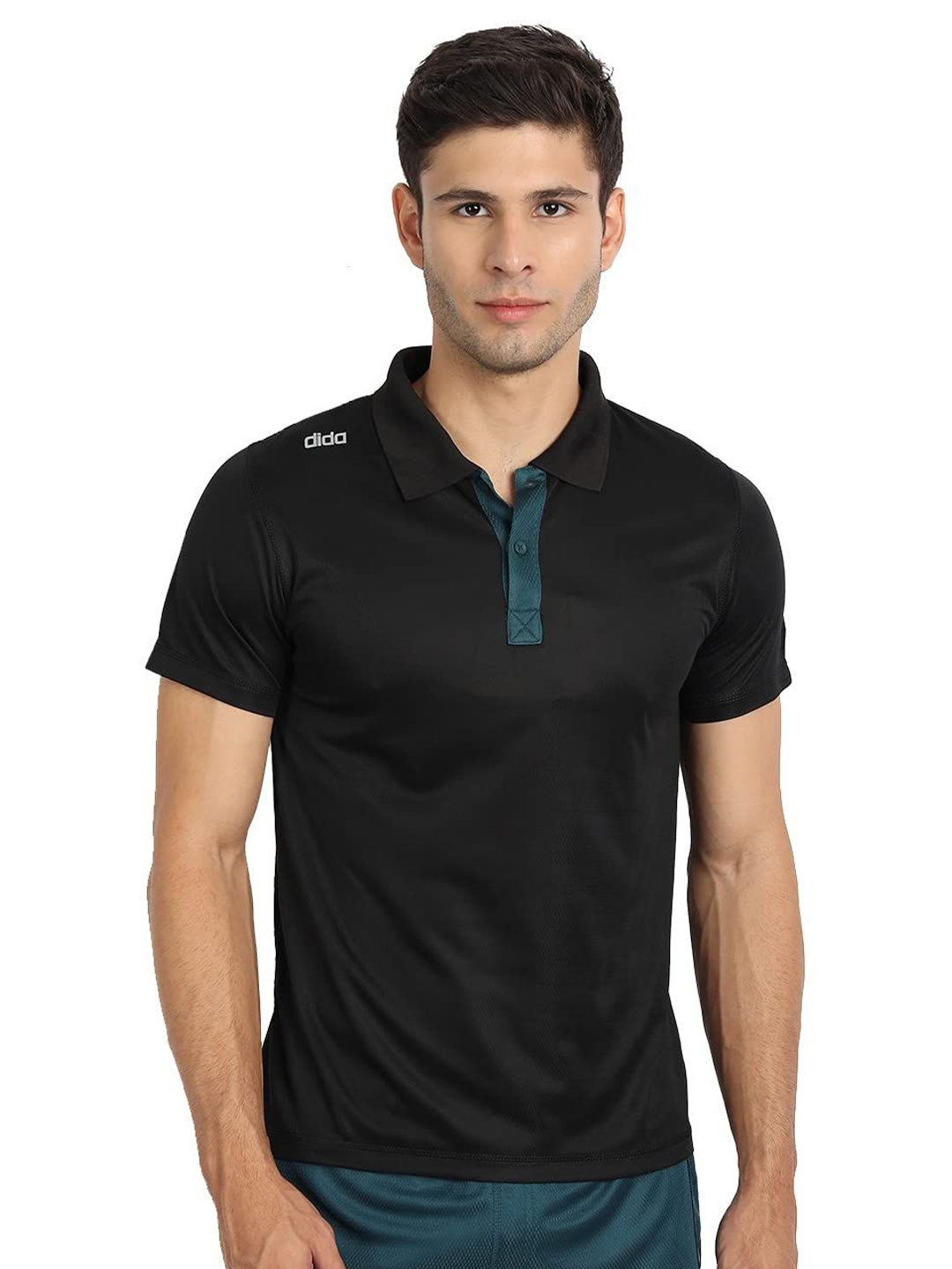 

DIDA Men Polo Collar Dri-FIT Pockets T-shirt, Black