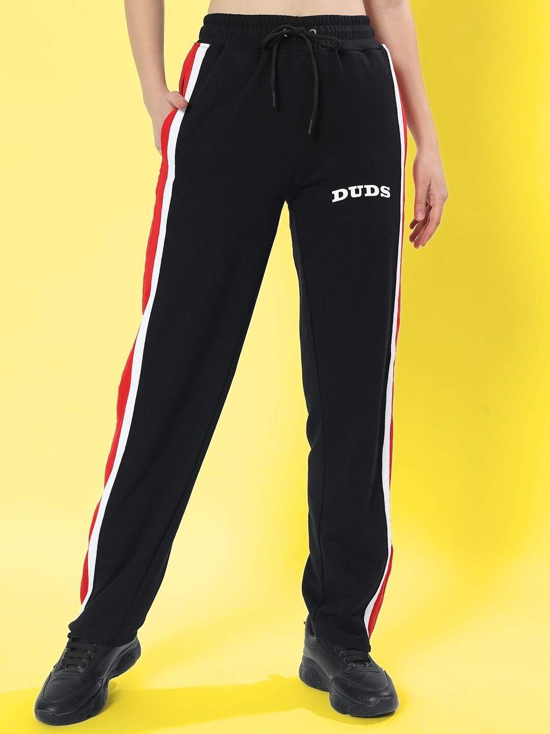 

WEARDUDS Striped Relaxed-Fit Mid-Rise Trousers, Black