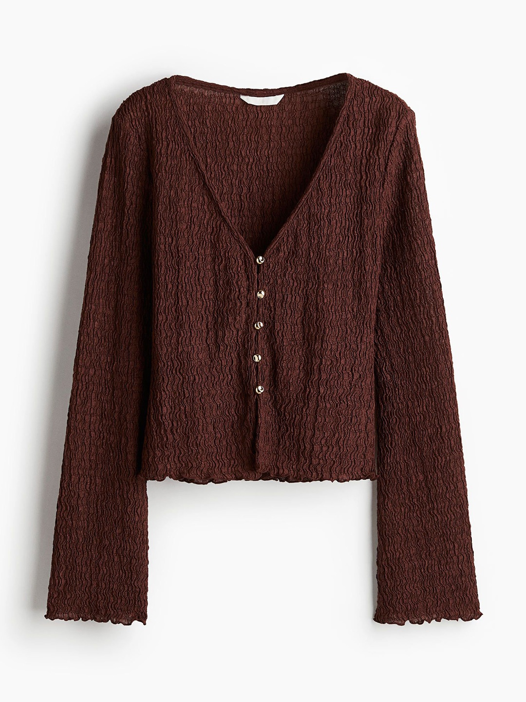 

H&M Textured Jersey Top, Brown