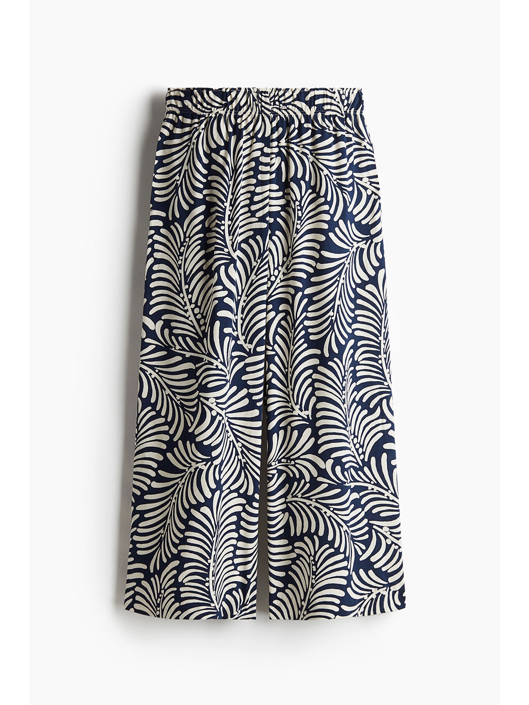 

H&M Cropped Pull-On Trousers, Blue