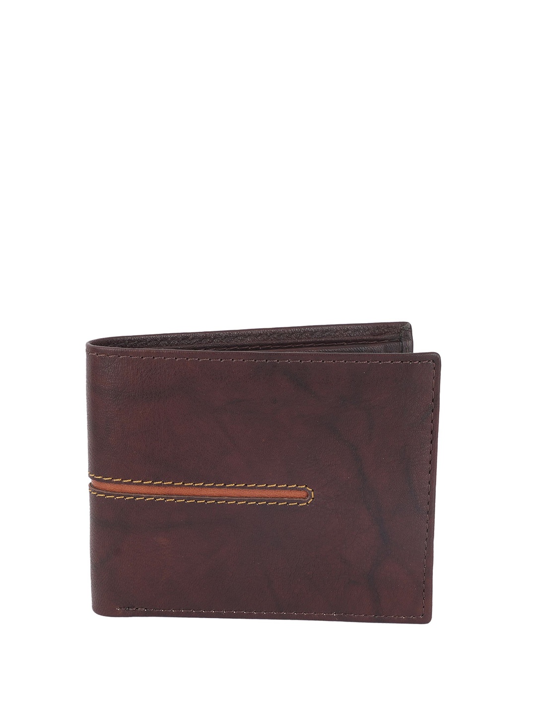 

CLARABAE Men PU Two Fold Wallet, Brown