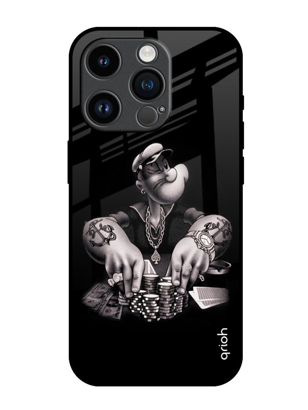 

QRIOH Quirky Printed iPhone 14 Pro Back Case Mobile Accessories, Black