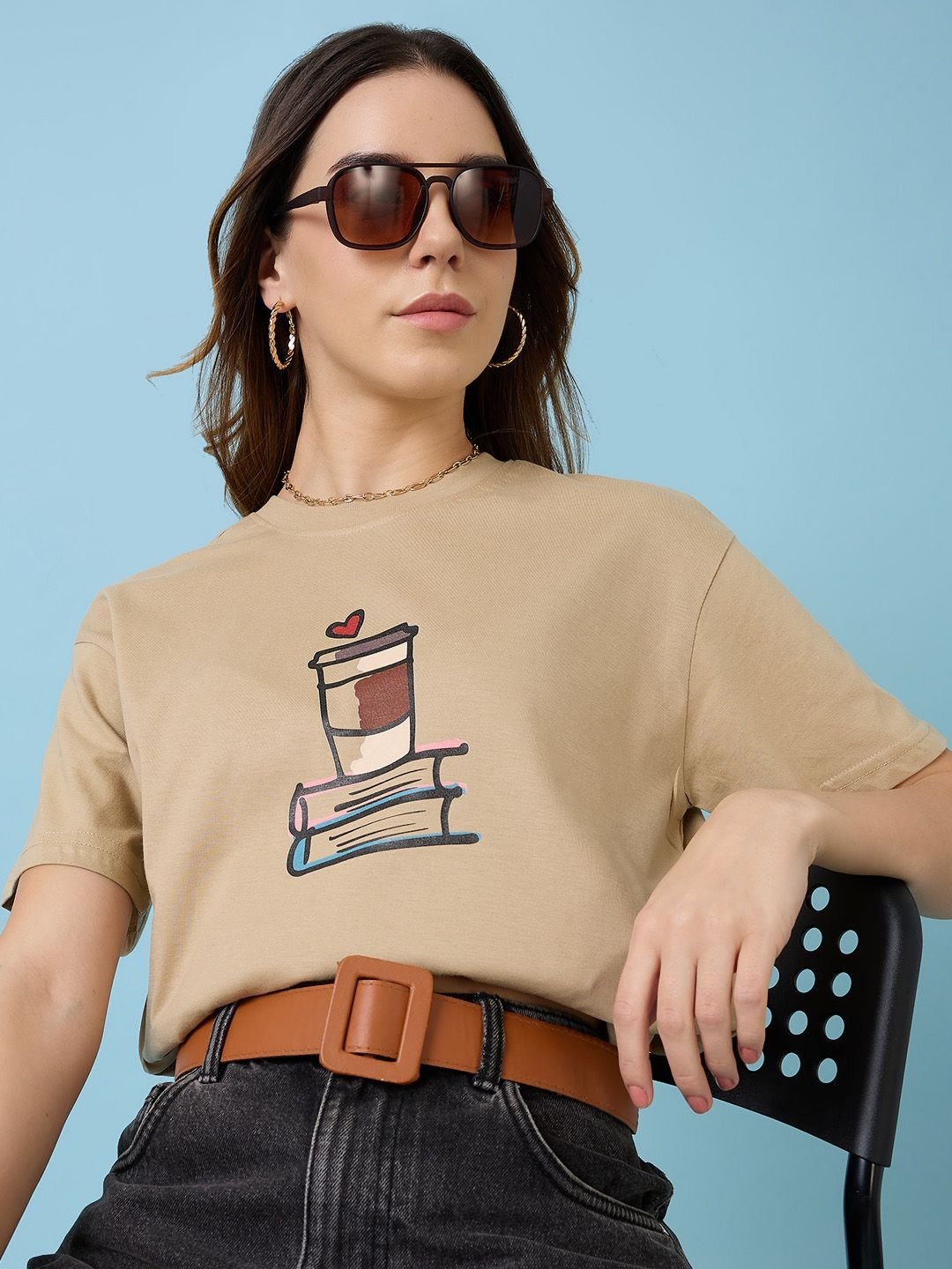

Mast & Harbour Women Printed Pockets T-shirt, Beige