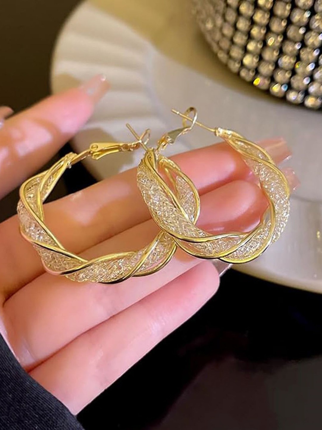 

PolluxCraft Gold Plated Contemporary Shaped Korean Hoop Earrings