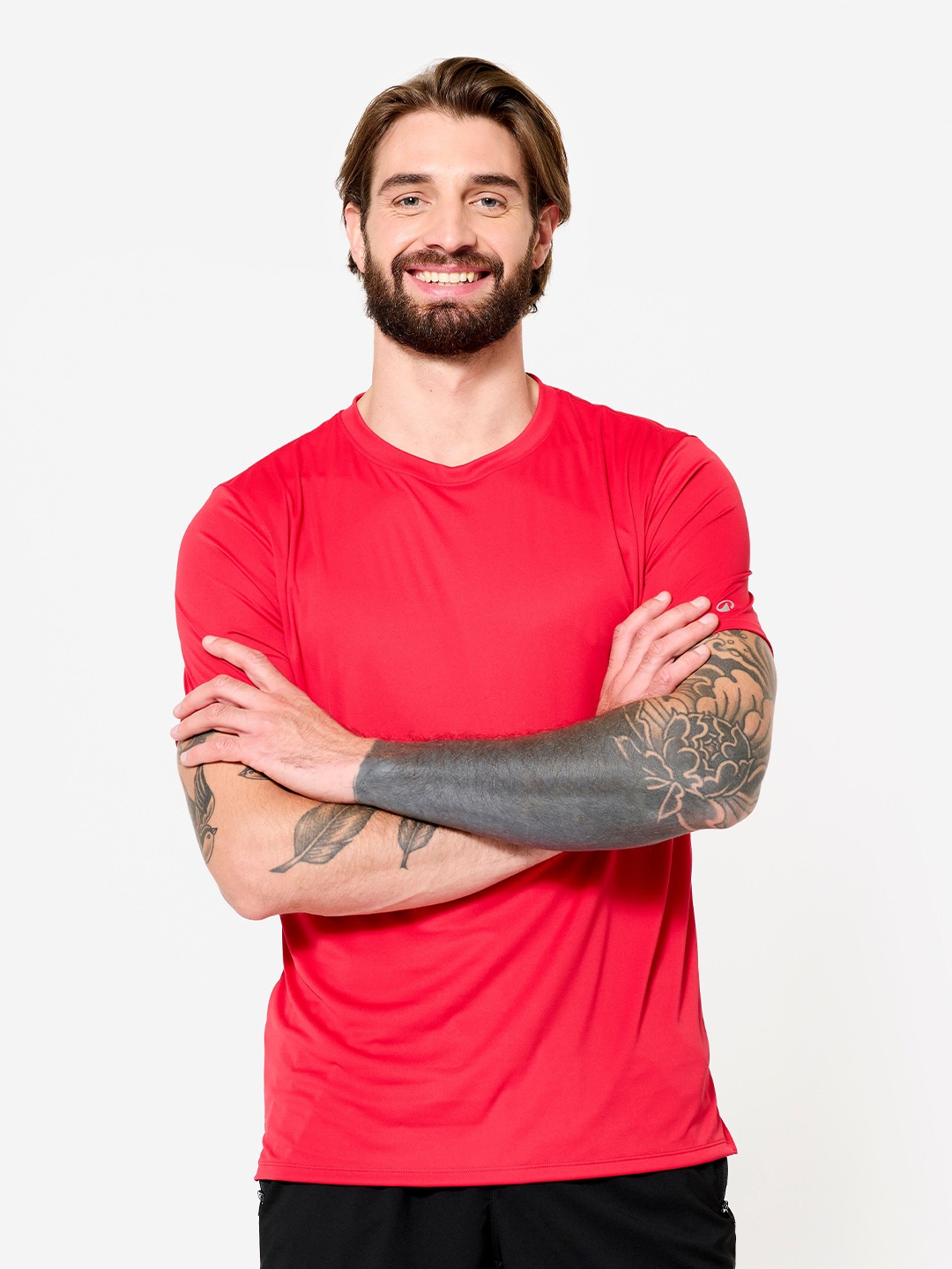 

Domyos By Decathlon Men's Breathable Short-Sleeved Crew Neck Fitness T-Shirt, Red