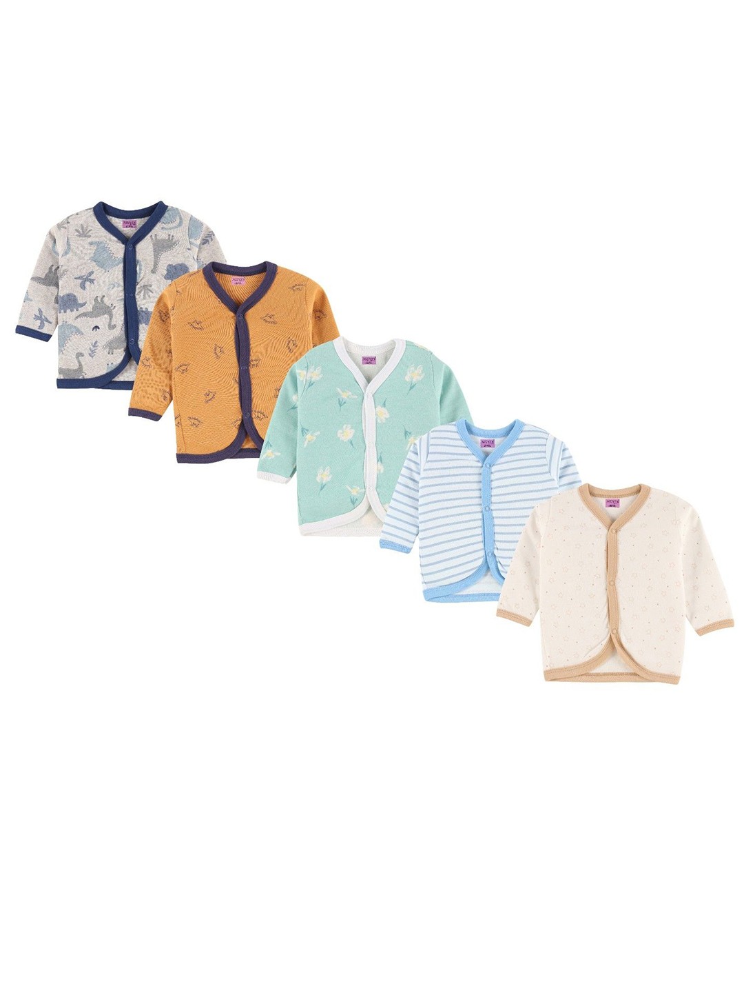 

MEGNAM Kids 5 Striped V-Neck Pockets T-shirt, Multi