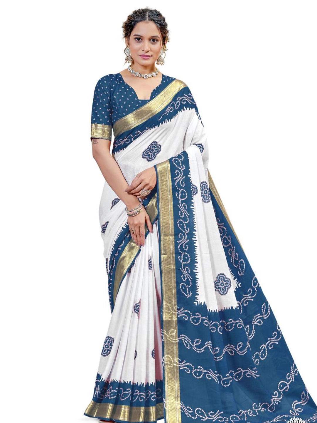 

HMP Fashion Bandhani Bandhani Saree, Blue