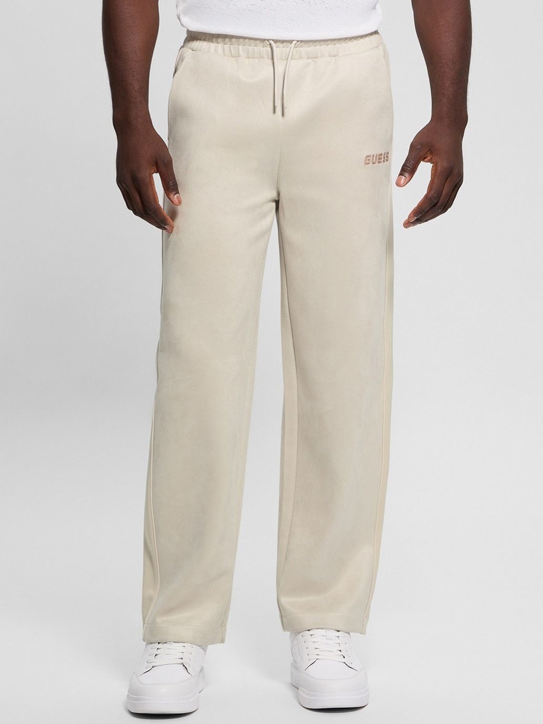 

Guess Men Printed Mid Rise Mojo Track Pants, Beige