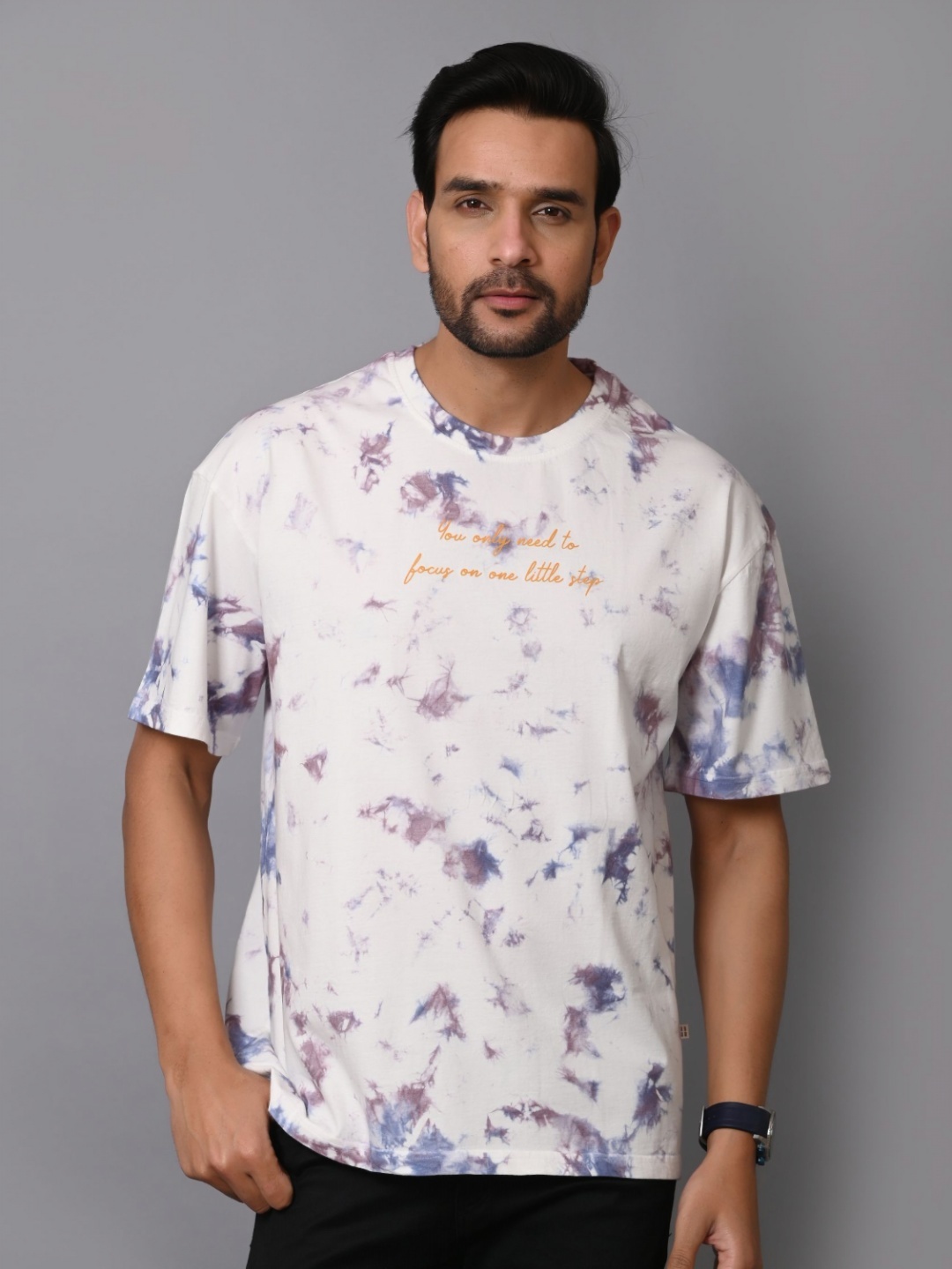 

ARBOUR Men Tie and Dye Printed Drop-Shoulder Sleeves T-shirt, Multi