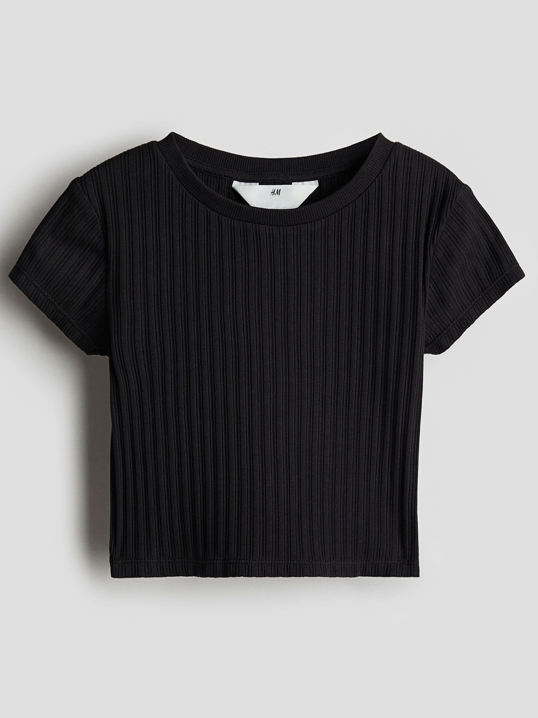 

H&M Ribbed Cotton Top, Black