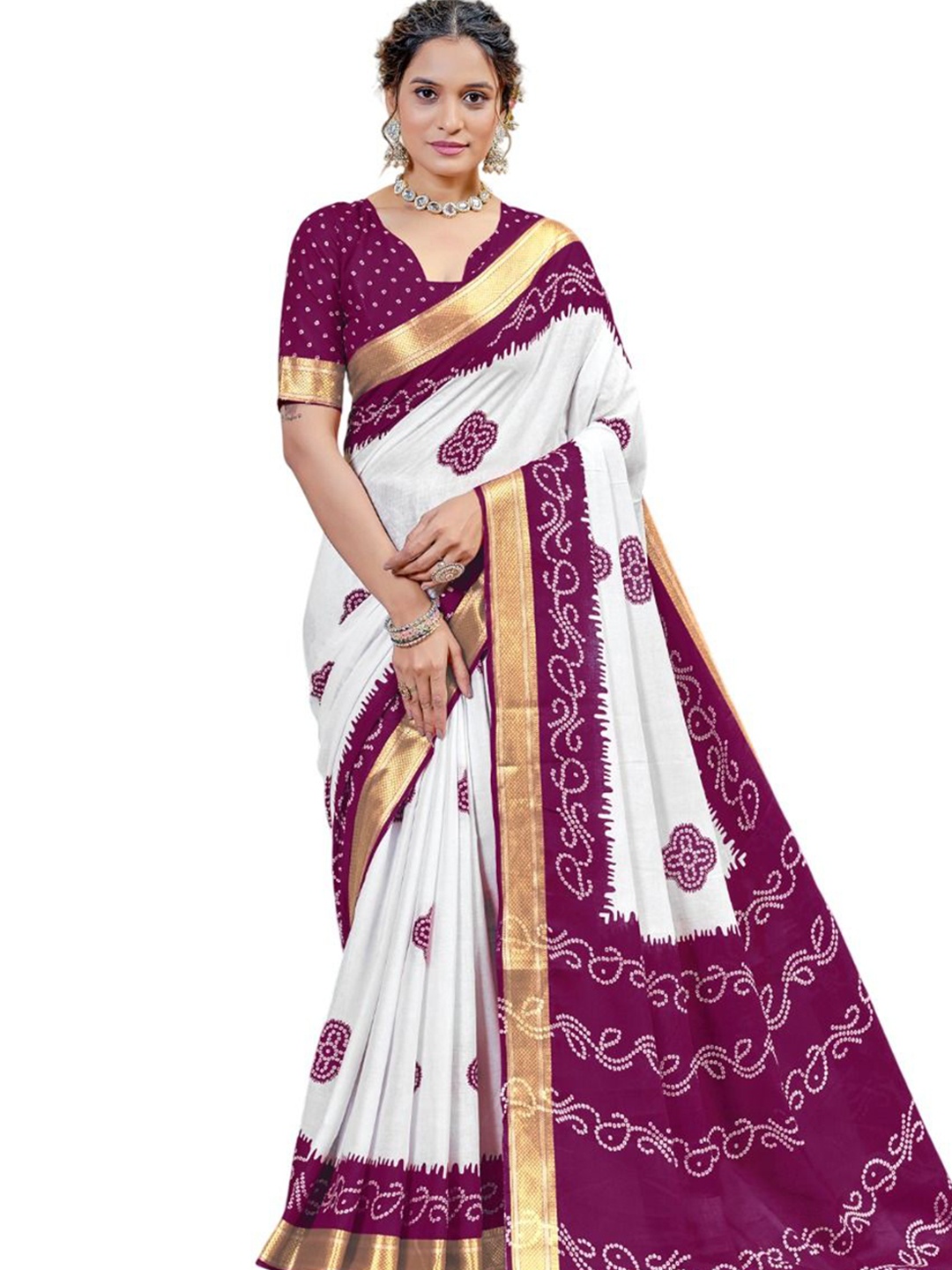 

HMP Fashion Bandhani Bandhani Saree, Purple