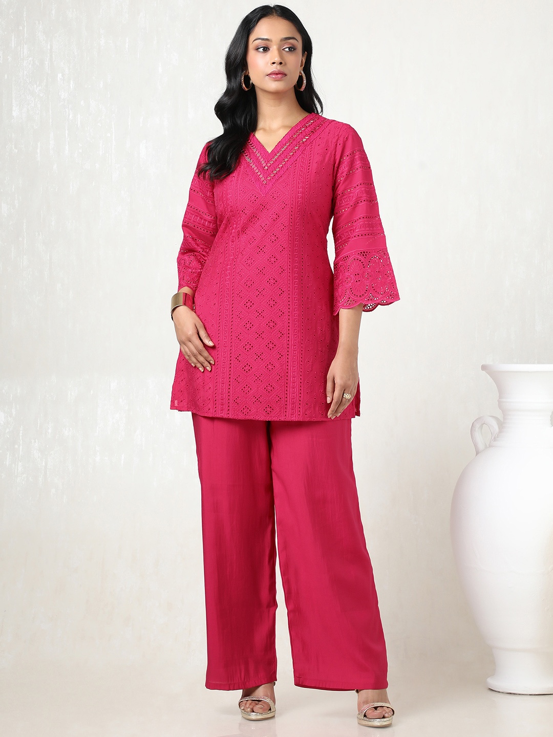 

Soch Embroidered Tunic With Trousers Co-Ord, Fuchsia