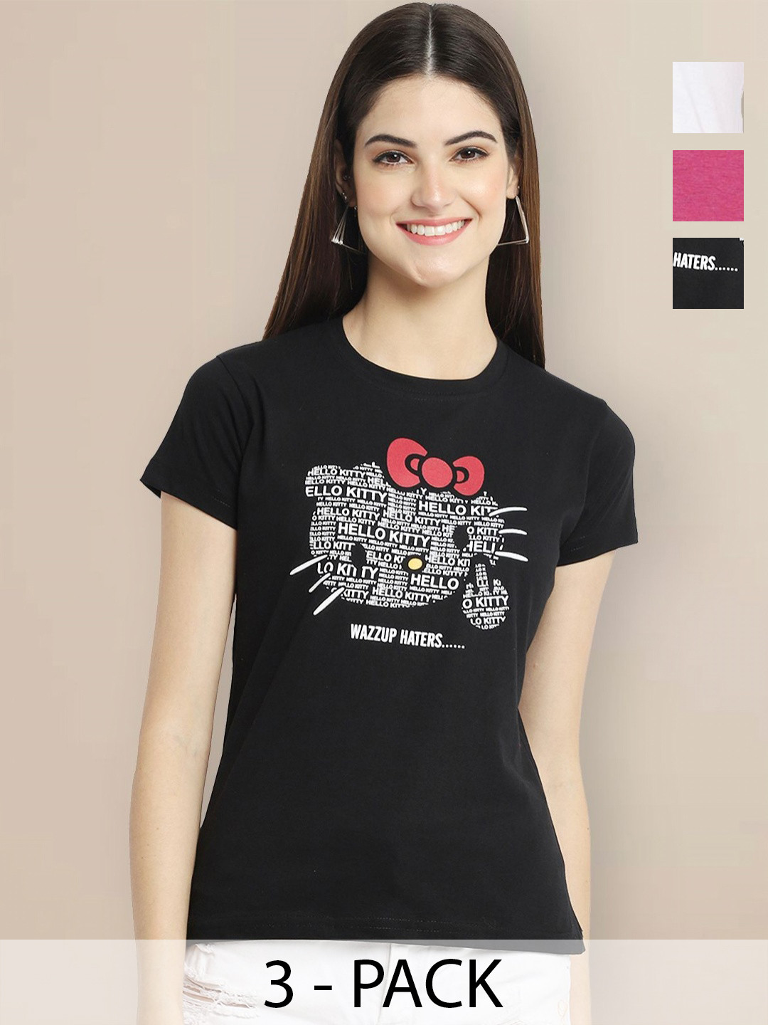 

Metronaut Women Typography 3 Printed Applique T-shirt, Multi