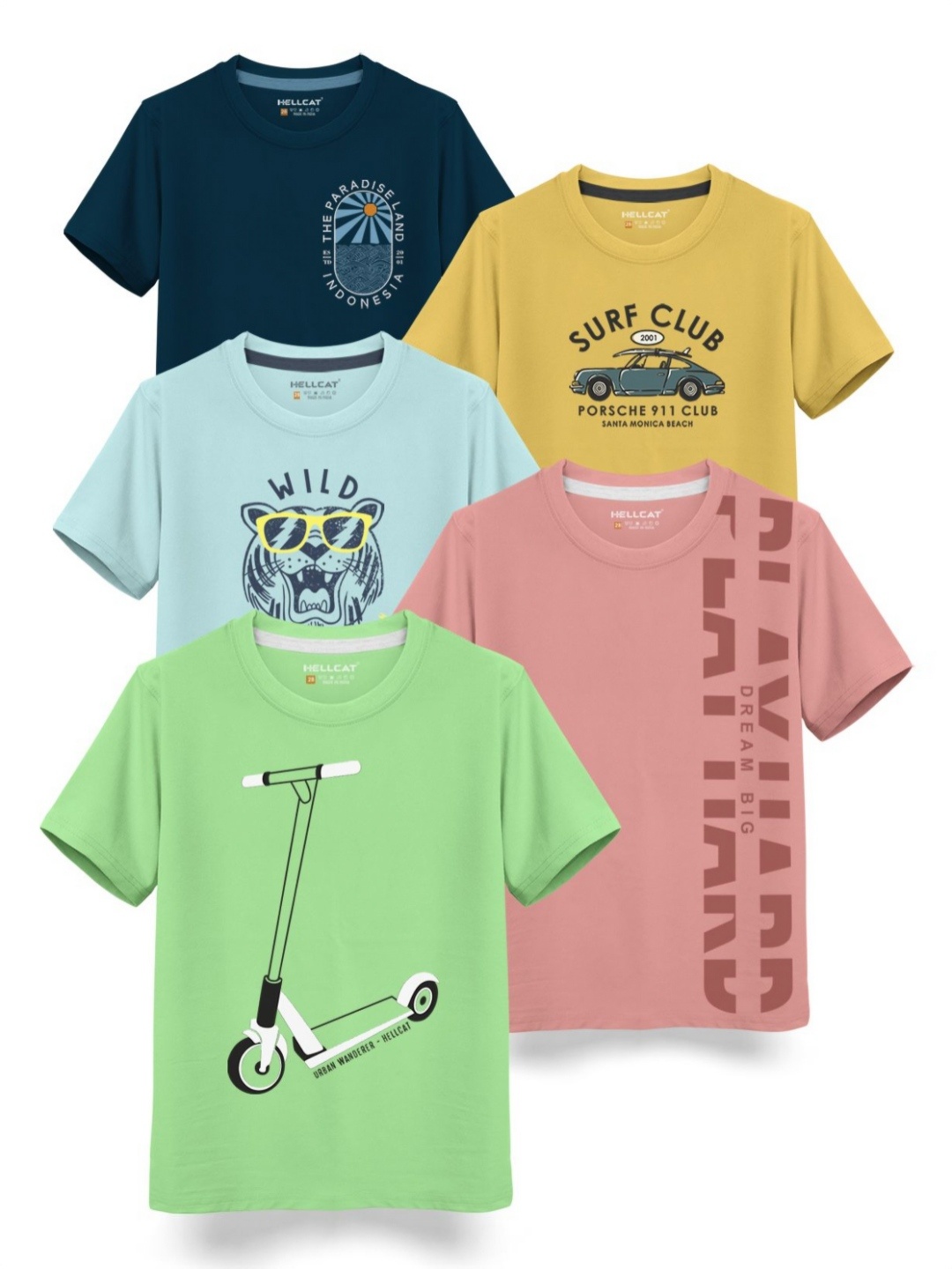 

HELLCAT Boys Typography 5 Printed T-shirt, Green