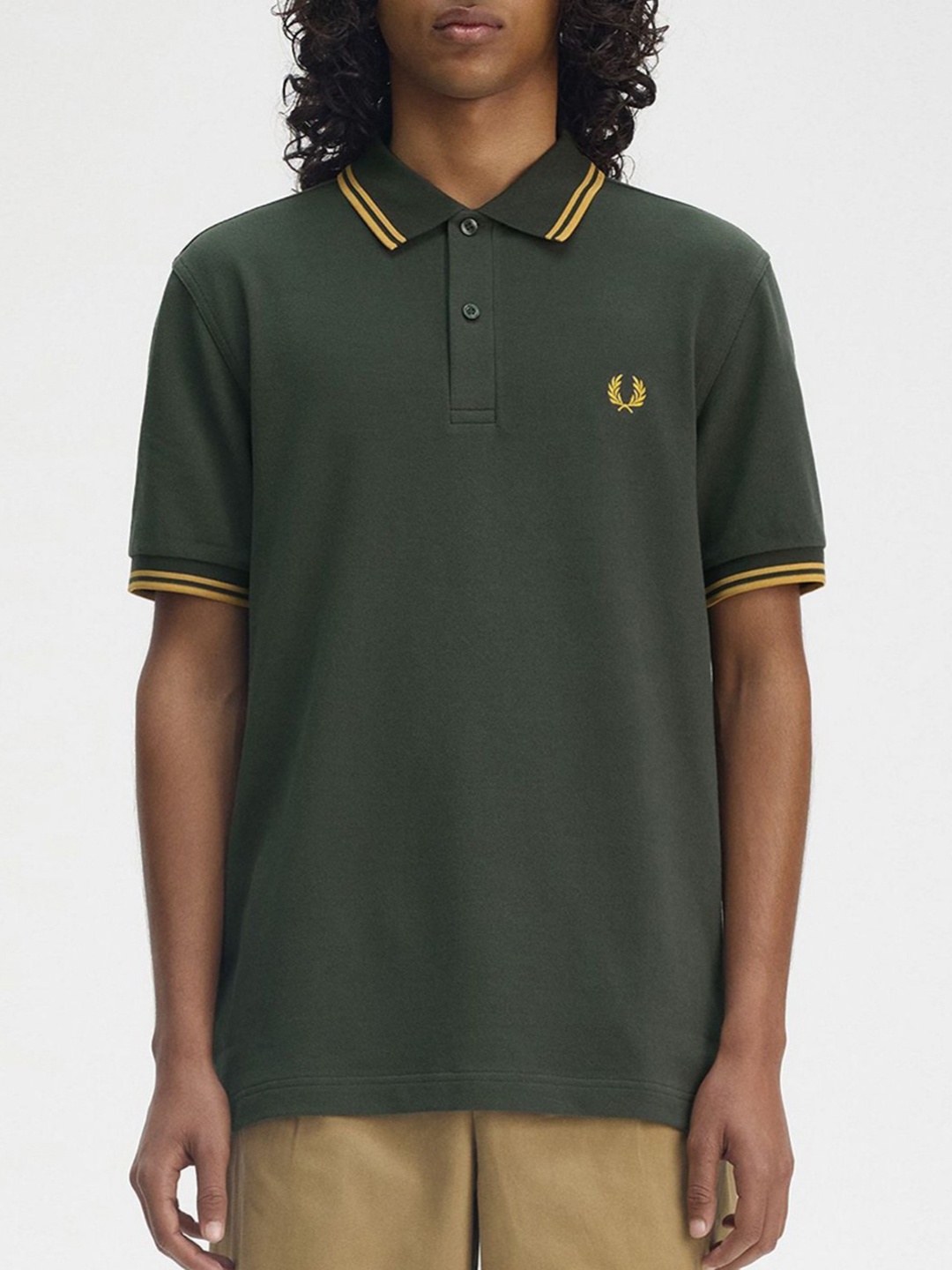 

Fred Perry Men Polo Collar Applique T-shirt, Green