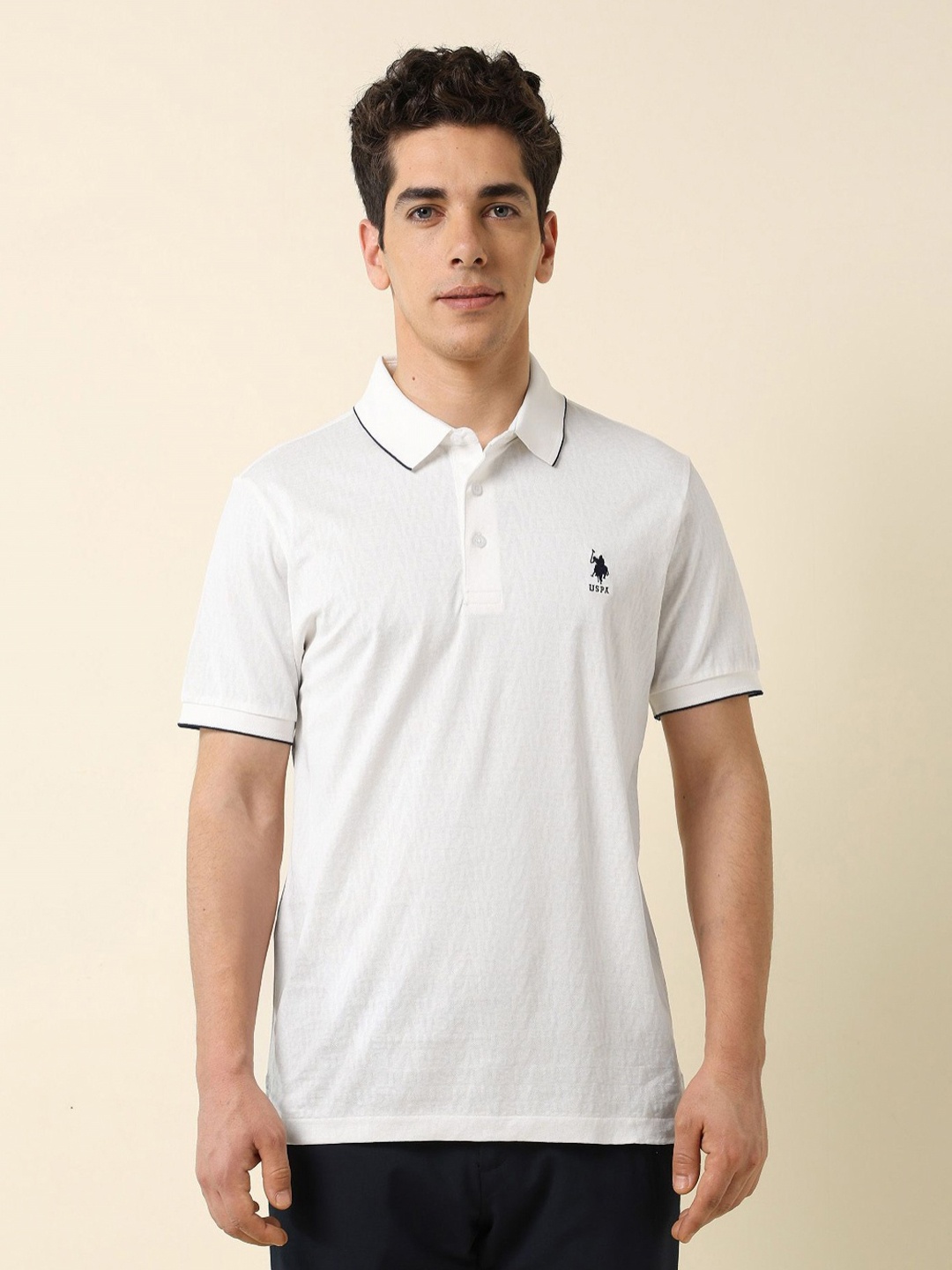 

U.S. Polo Assn. Men Polo Collar Pockets Slim Fit T-shirt, White