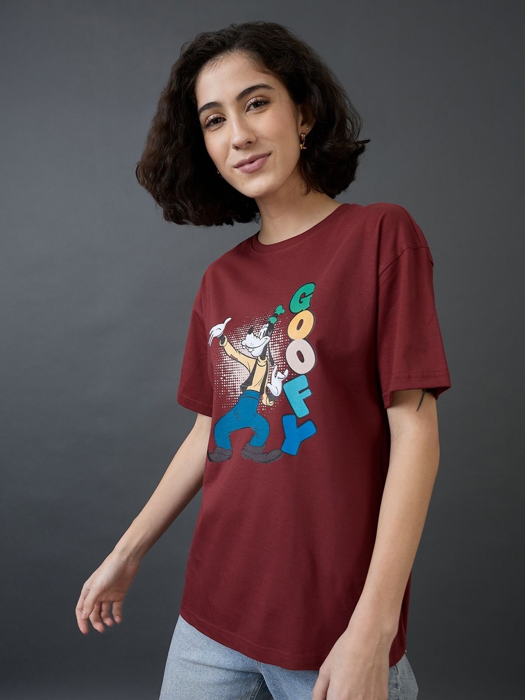 

Kook N Keech Disney Women Printed Applique T-shirt, Maroon