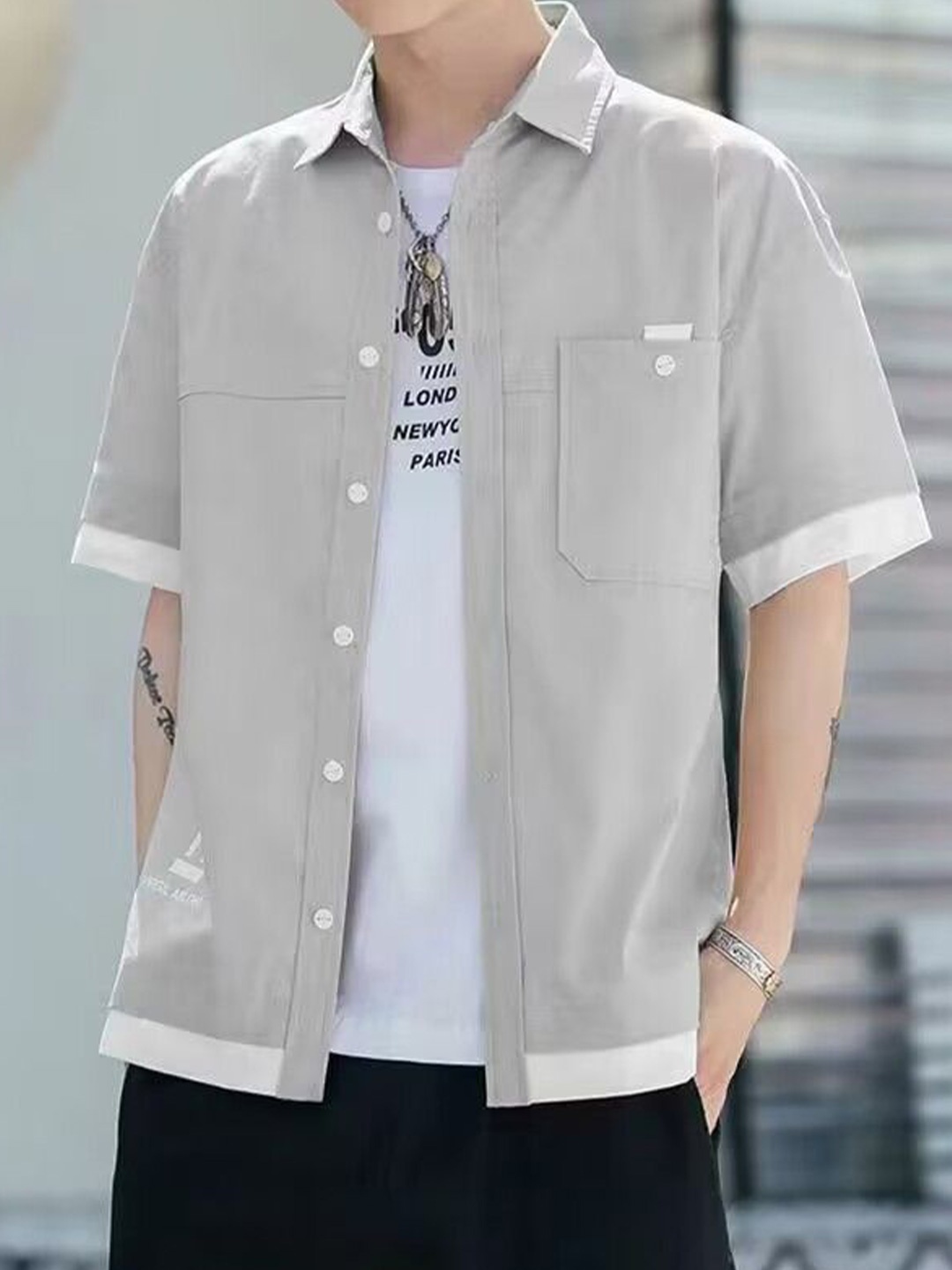 

StyleCast Men Opaque Casual Shirt, Grey