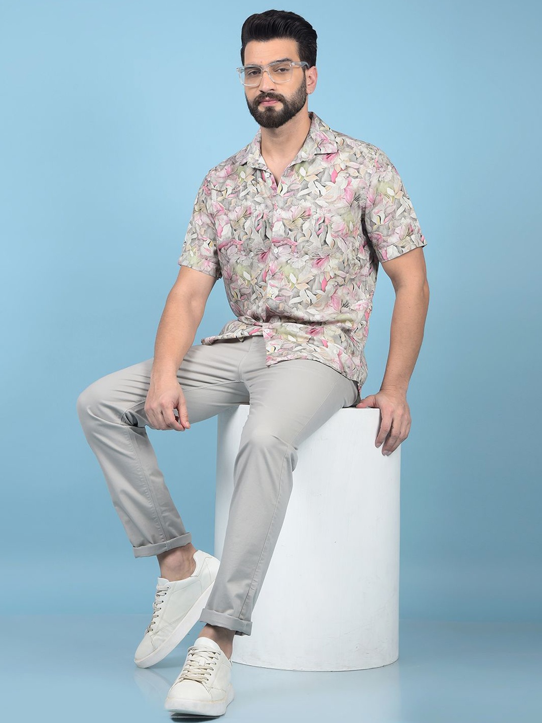 

Crimsoune Club Men Classic Slim Fit Floral Opaque Printed Casual Shirt, Multi