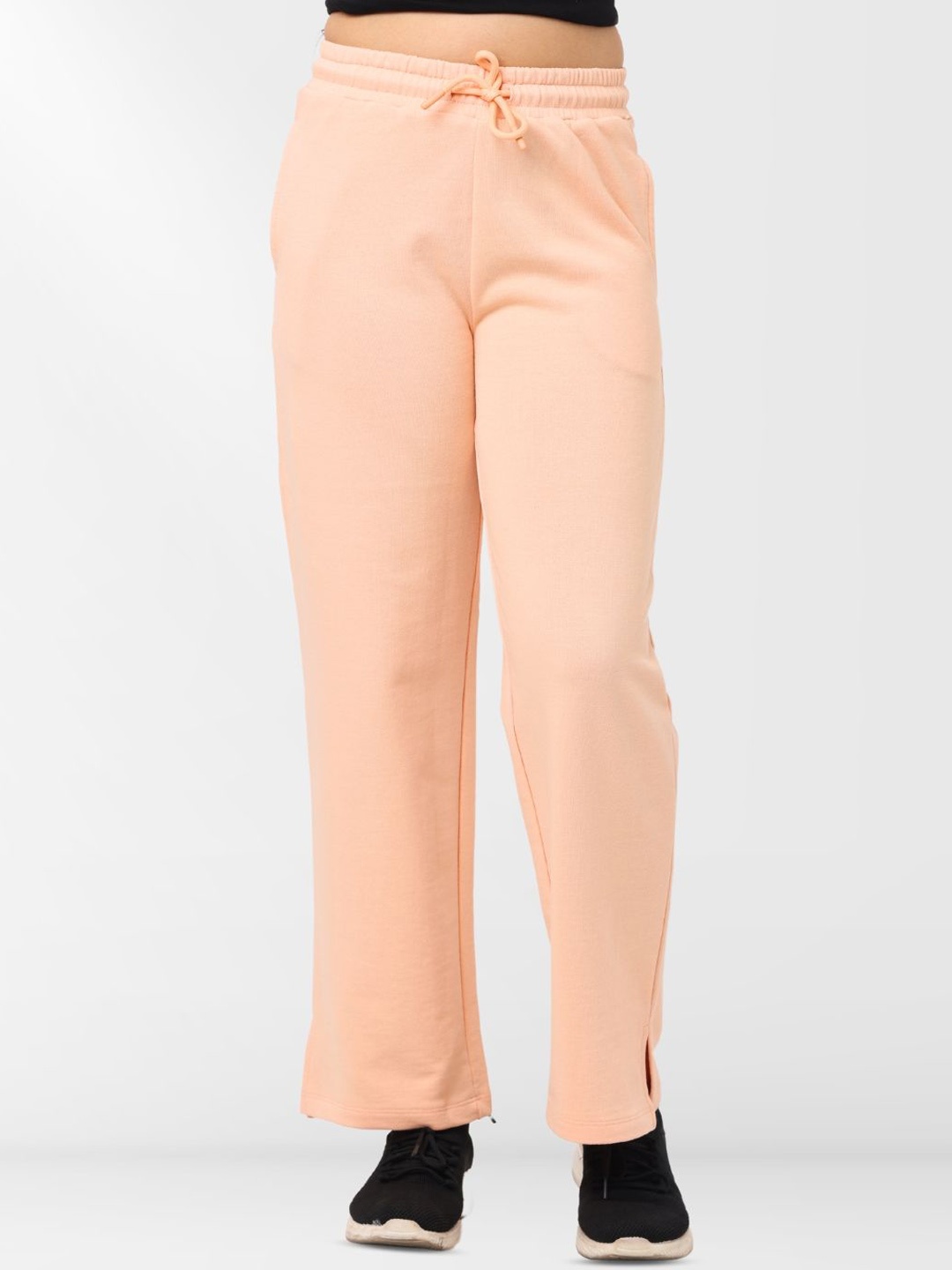 

Nuego Girls Solid Cotton Blend Mid Rise Joggers, Peach