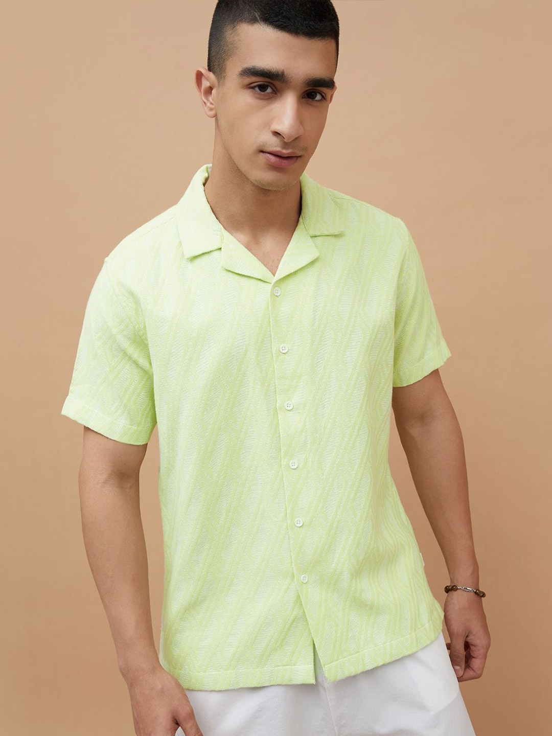 

Forca Men Opaque Printed Casual Shirt, Green