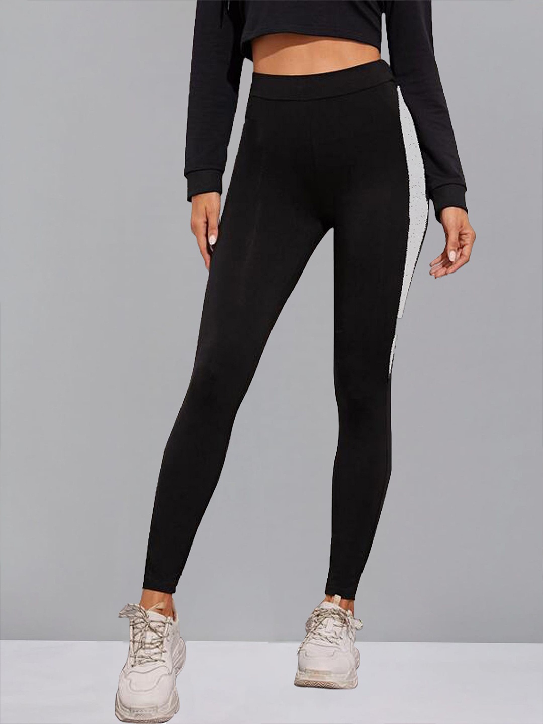 

DTR FASHION Mid-Rise Ankle-Length Gym Tights, Black