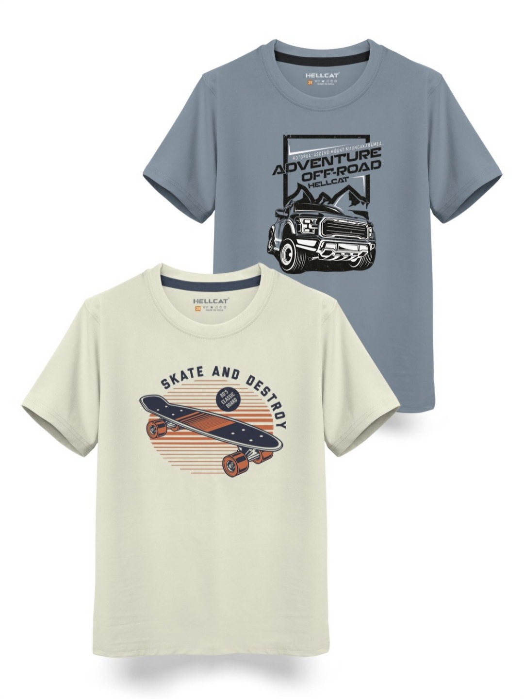 

HELLCAT Boys Typography 2 Printed T-shirt, Beige
