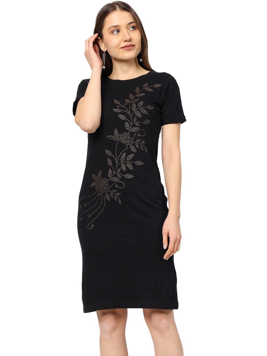 

ROARERS Print A-Line Dress, Black